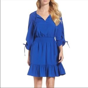 Eliza J Blouson Ruffle Dress Cobalt Blue NWT Sz 8